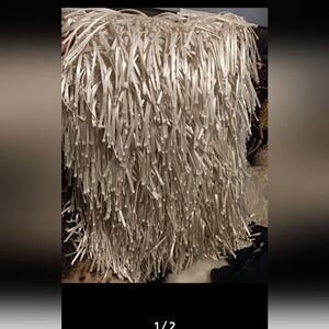 Fringed Cream Throw Pillow